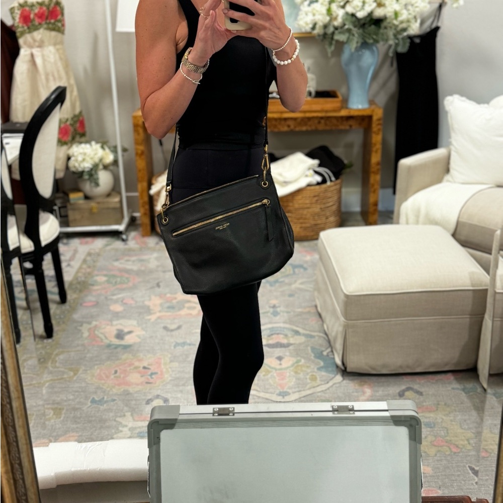 Henri Bendel Black Leather Crossbody with gold hardware - Picture 8 of 8